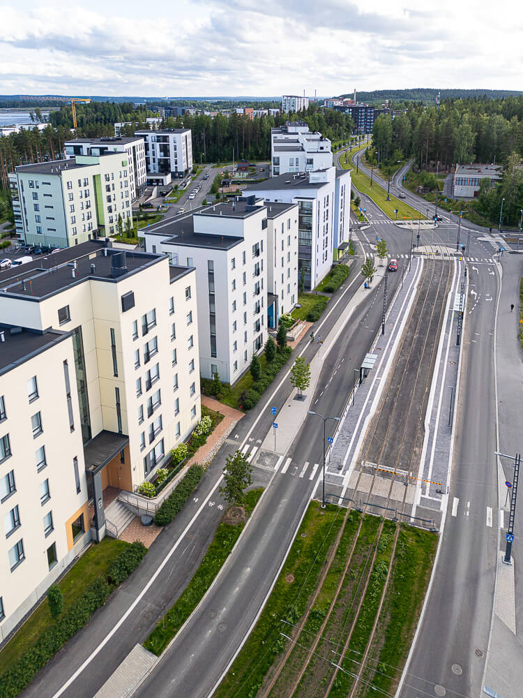 Tampereen ratikka: Lentävänniemen pysäkki.