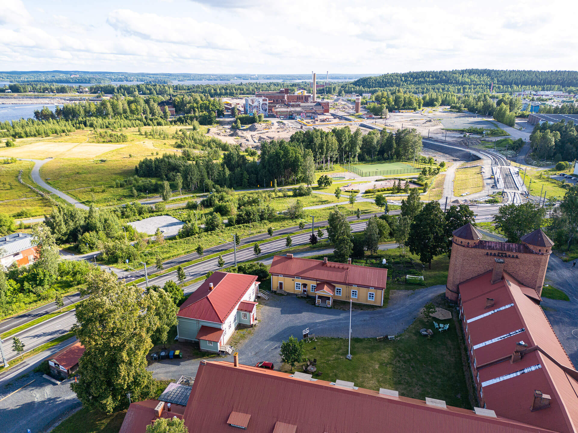 Niemen kartano, Sellupuisto ja Hiedanranta ilmakuvassa.